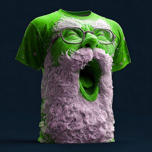  Weihnachten Herren Weihnachtsmann 3D Zeichentrick T Shirt Kurzarm T-Shirt 3D-Druck Rundhalsausschnitt Hemd Täglich Designer Künstlerisch Urlaub Party Straße Weiß Rote Blau Ganzjahres Bekleidung S M L