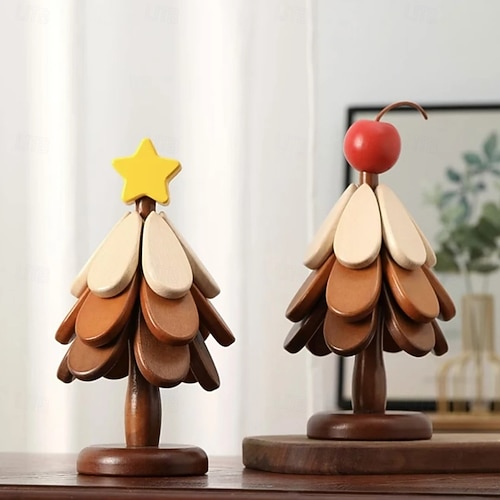  Dessous de verre en bois résistant à la chaleur pour sapin de Noël, sets de table créatifs en forme d'arbre pour la cuisine et la salle à manger, adaptés aux bols, théières, plateaux à boissons,