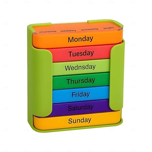  7 päivän suurikapasiteettinen kannettava pillerijärjestäjä vedenpitävä lääkejärjestäjä pinottavat pillerikotelot, joissa on 4 lokeroa päivässä matkaystävällinen ikääntyneille sopiva pillerikotelo