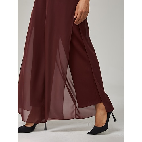  Női Szemtelen Egyenes szárú nadrág Elegáns Stílusos Klasszikus stílus Teljes hossz Közepes csípő Tömör szín Rugalmas derék Nyúlós Esküvő Vakáció Parti Bor Tavasz, Ősz, Tél, Nyár Normál