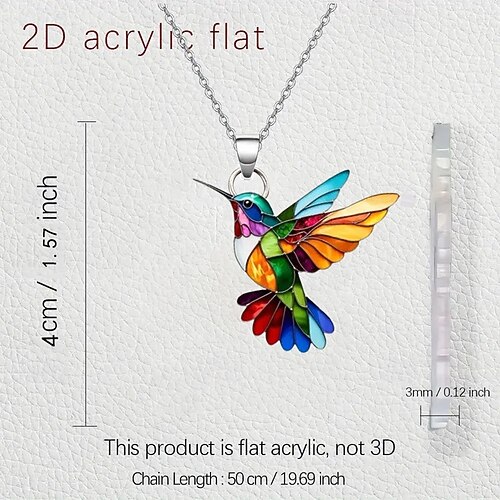 Orecchini Pendente Colibrì In Acrilico – Leggeri, Ipoallergenici, 30x30 Mm, Per Donne E Ragazze, Idea Regalo