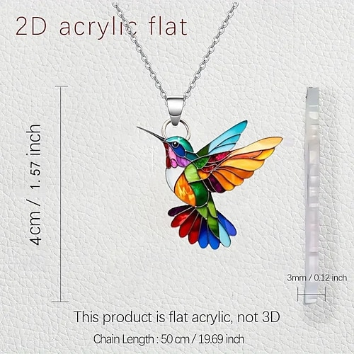 Orecchini Pendente Colibrì In Acrilico – Leggeri, Ipoallergenici, 30x30 Mm, Per Donne E Ragazze, Idea Regalo
