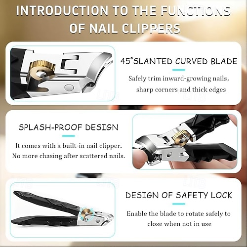  medisinsk kvalitet ortoklips tåneglklippersett - bred kjeve &vinklede klippere for tykke &inngrodde tånegler, med sikkerhetslås &neglefil, for enkle eldre &diabetisk fotpleiesett