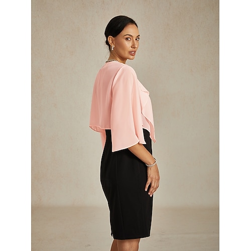  Női Flowy felsők Sifon felsők Tömör szín Elegáns Háromnegyedes Aszimmetrikus Crop Tops Esküvői vendég Piros rózsaszín Nyár Tavasz Ősz