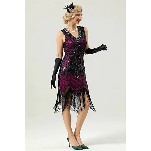  Retro Řvoucí 20s 20. léta 20. století Polední Bubenové šaty Fancy kostým Halloween skupinové kostýmy pro páry Velký Gatsby Flitry Třásně Maškarní kostým Pánské Dámské předvečer Všech svatých Karneval