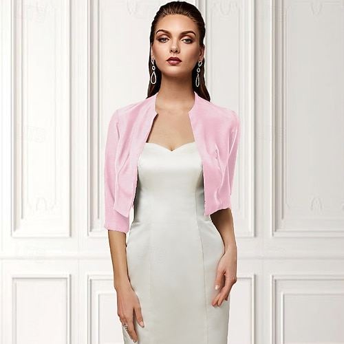Women's Wrap Bolero Shrug Mother's Wraps Basic Coats / Jackets Elegant 3/4 Length Sleeve Chiffon Wedding Guest Wraps With Pure Color For Party Evening Spring & Summer dress to impress 2026 - z147.99 Women's Wrap Bolero Shrug Mother's Wraps Basic Coats / Jackets Elegant 3/4 Length Sleeve Chiffon Wedding Guest Wraps With Pure Color For Party Evening Spring & Summer dress to impress 2026 - z147.99