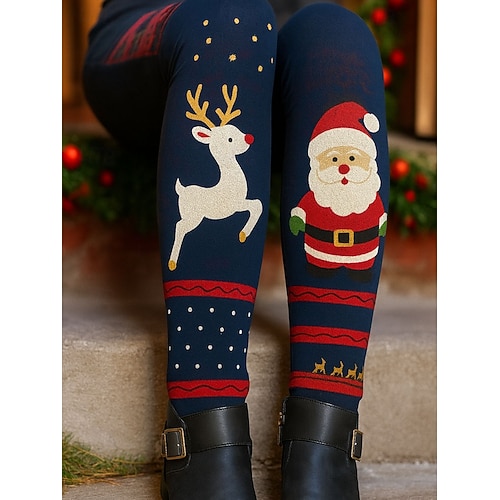  Femmes Leggings Vacances ancien Style Ethnique Longueur complète Taille hautePantsNoël Graphique Père Noël Chaque Impression 3D Séchage Rapide Respirabilité Doux Élastique Extérieur Maison Décontracté