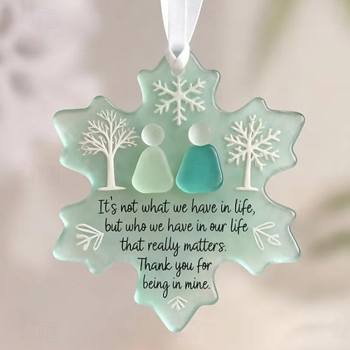  Snowflake Shaped Acrylic Snowflake Sea Glass Friendship Christmas Ornament Unique Friendship Keepsake Coastal Winter Xmas Tree Decoration Ideal Gifts for Best Friends