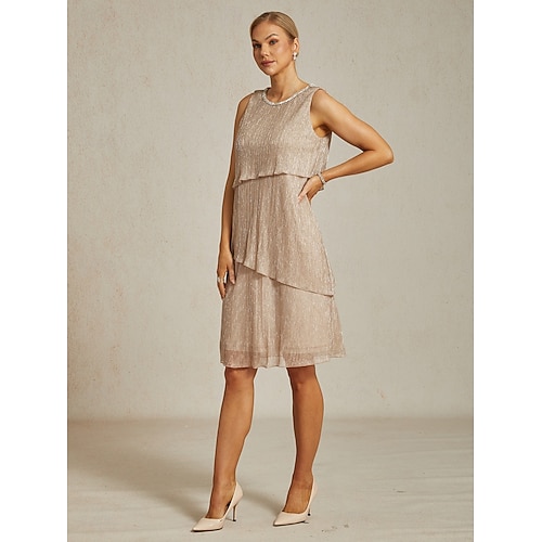 Femmes Robe Midi Robe fourreau Robe Plissée Robe dos nu Élégant Fête Formel Soirée robe demoiselle d honneur Cocktail Coupe régulière Couleur Unie Sans manches Col ras du cou Dorée rose Été Printemps  Femmes Robe Midi Robe fourreau Robe Plissée Robe dos nu Élégant Fête Formel Soirée robe demoiselle d honneur Cocktail Coupe régulière Couleur Unie Sans manches Col ras du cou Dorée rose Été Printemps