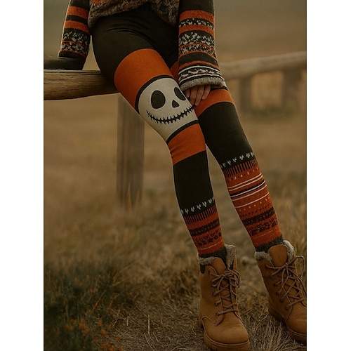 Women's Leggings Vacation Vintage Fashion Full Length High WaistPantsGraphic Pumpkin Striped Printing Thermal Warm Soft Breathable Stretchy Formal Outdoor Vacation Black Orange Green Summer  Women's Leggings Vacation Vintage Fashion Full Length High WaistPantsGraphic Pumpkin Striped Printing Thermal Warm Soft Breathable Stretchy Formal Outdoor Vacation Black Orange Green Summer