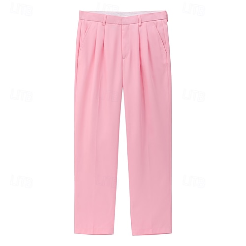  Miesten Puvunhousut Housut Tasku Napit Tavallinen Mukavuus Muodollinen Juhla Työ Muoti Klassinen tyyli Coral Pink Keltainen Mikrojoustava