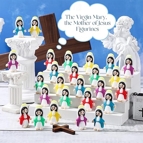 50/100pcs Little Virgin Mary Figures, Mini Virgin Mary Figurines in Bulk, Christmas Stocking Stuffers Gift Multicolor Tiny Virgin Mary Figures, Miniature Figurines to Hide