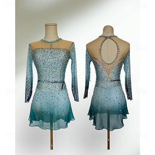 Figure Skating Dress Women's Girls' Ice Skating Dress Green Patchwork Open  Back Spandex Mesh High Elasticity Training Competition Skating Wear Classic  Crystal / Rhinestone Long Sleeve Ice Skating 2026 - $326.79
