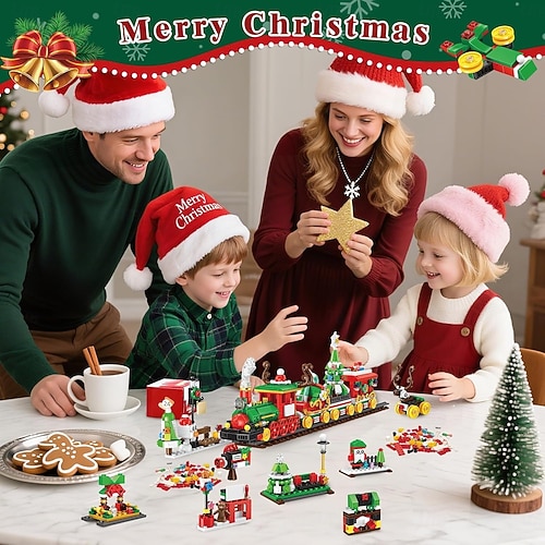  Weihnachts-Baustein-Adventskalender-Geschenkbox, 24-Tage-Countdown-DIY-Blindbox mit Weihnachtsbaum-Bausteinen, lehrreiches Weihnachtsspielzeug für Kinder, Jungen und Mädchen