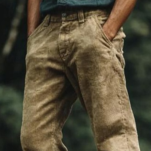  Męskie Spodnie Garnitury Spodnie sztruksowe Typu Chino Kieszeń Guziki Równina Komfort Formalny Impreza Praca Moda Styl klasyczny Khaki Średnio elastyczny