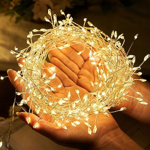 Fernbedienung Girlanden Lichterkette 3m 100LEDs 6m 200LEDs Feuerwerkslichter 8 Modi Beleuchtung Neujahr Hochzeit Feiertagsgarten Baumdekoration Innen Außen wasserdichte Beleuchtung 2026