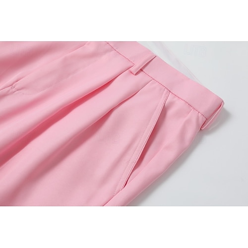  Miesten Puvunhousut Housut Tasku Napit Tavallinen Mukavuus Muodollinen Juhla Työ Muoti Klassinen tyyli Coral Pink Keltainen Mikrojoustava