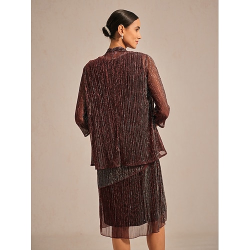  Women's Shrugs Elegant Party Stylish Cowl Neck Regular Tops Wedding Guest Evening Party Pleated Ruffle Glitter Wine Summer Spring Fall