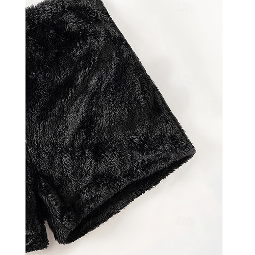  Damskie Odzież domowa Flanela Ciepłe Moda Czyste kolory Elastyczny pas Krótkie spodnie Urlop Dom Ulica Długi rękaw W serek Czarny Jesień Zima Regularny