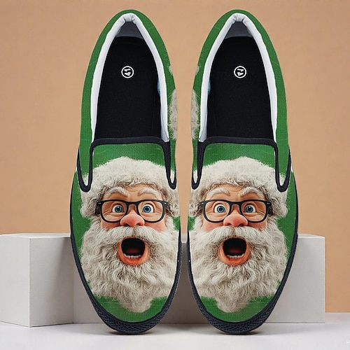 Men's Christmas Santa Face Slip-On Shoes – Vibrant 3D Santa Design, Comfortable Casual Footwear, Ideal for Christmas Festivities & Winter Wear
