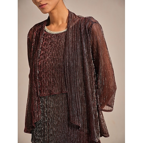  Women's Shrugs Elegant Party Stylish Cowl Neck Regular Tops Wedding Guest Evening Party Pleated Ruffle Glitter Wine Summer Spring Fall