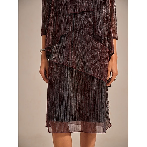  Women's Shrugs Elegant Party Stylish Cowl Neck Regular Tops Wedding Guest Evening Party Pleated Ruffle Glitter Wine Summer Spring Fall