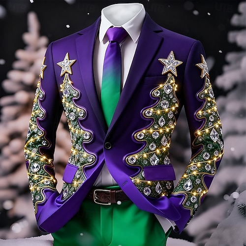  Jul Herr Julgran Kavajjacka Bekväm Artistisk Ledigt Festkvällskläder Dagligen Festival Knappar Mönster Vår Höst Vinter Trubbig Långärmad Röd 1 Rubinrött Blå