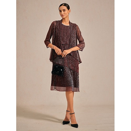  Women's Shrugs Elegant Party Stylish Cowl Neck Regular Tops Wedding Guest Evening Party Pleated Ruffle Glitter Wine Summer Spring Fall