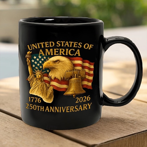  κούπα 250ης επετείου των Ηνωμένων Πολιτειών, χριστουγεννιάτικο δώρο, κούπα πατριωτικό καπάκι, κεραμική κούπα καφέ 11oz, φαλακρός αετός, πατριωτική ρετρό κούπα αμερικανικής σημαίας για άνδρες και γυναίκες, δώρο για την ημέρα της ανεξαρτησίας
