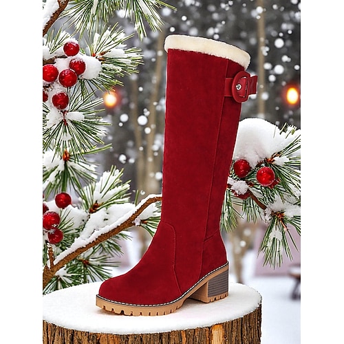 Botas De Invierno Negras Con Forro De Piel Sintética Para Mujer: Botas De Nieve De Terciopelo