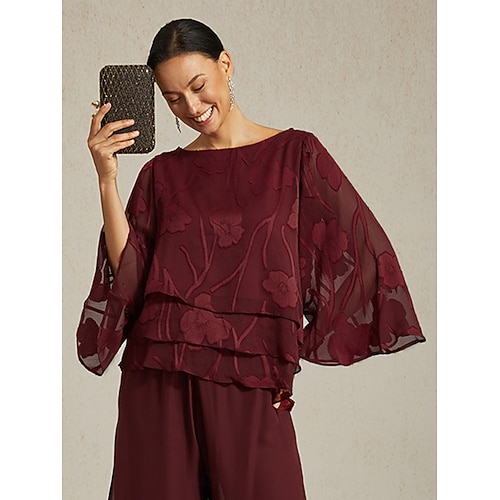 女性用 レースシャツ ブラウス ドレッシーなトップス シフォントップス 純色 フラワー エレガント スタイリッシュ カジュアル ハーフスリーブ フラッタースリーブ ボートネック レギュラートップス 結婚式のゲスト ワーク 日常 アシンメトリーヘム ワイン 夏 春 秋  女性用 レースシャツ ブラウス ドレッシーなトップス シフォントップス 純色 フラワー エレガント スタイリッシュ カジュアル ハーフスリーブ フラッタースリーブ ボートネック レギュラートップス 結婚式のゲスト ワーク 日常 アシンメトリーヘム ワイン 夏 春 秋