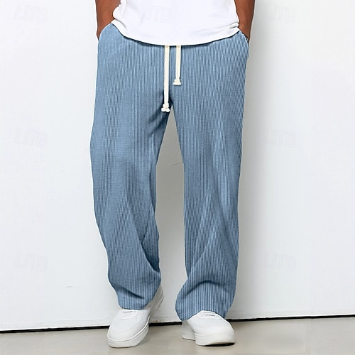  Homens Calça de moletom com pernas largas Calças Calças de Veludo Calças largas Calça casual Com Cordão Cintura elástica Tecido Listrado Pavio Humido Respirável Comprimento total Esportes Casual