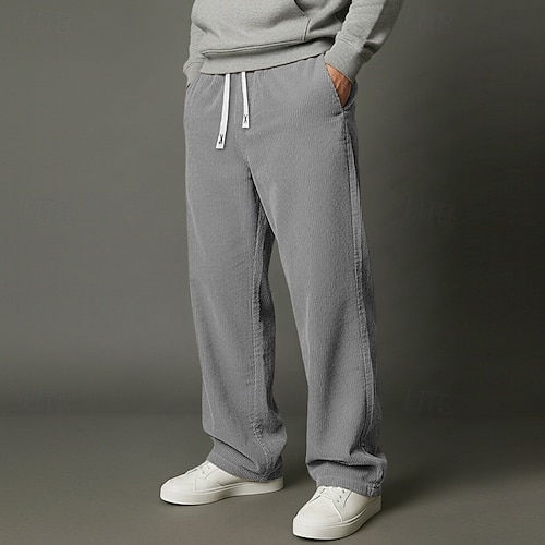  Miesten Veryttelyhousut Leveälahkeiset collegehousut Housut Vakosamettihousut Roikkuvat housut Kurenauha Joustava vyötärö Tavallinen Kosteuden siirtävä Hengittävä Täyspitkä ulko- Urheilu ja ulkoilu