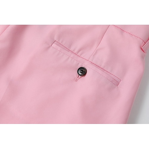  Miesten Puvunhousut Housut Tasku Napit Tavallinen Mukavuus Muodollinen Juhla Työ Muoti Klassinen tyyli Coral Pink Keltainen Mikrojoustava