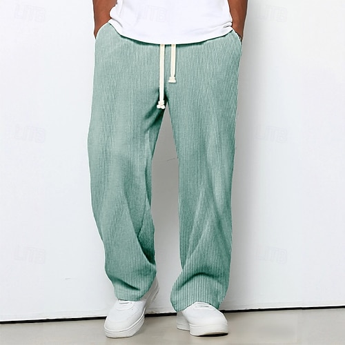  Homens Calça de moletom com pernas largas Calças Calças de Veludo Calças largas Calça casual Com Cordão Cintura elástica Tecido Listrado Pavio Humido Respirável Comprimento total Esportes Casual
