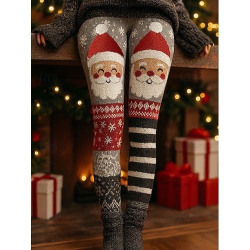  Pentru femei Jambiere Vacanță Epocă Stilul etnic Lungime totală Talie ÎnaltăPantsCrăciun Grafic Om de Zăpadă Fulg zăpadă Imprimare 3D Uscare rapidă Respirabilitate Απαλό Strech Oficial În aer liber