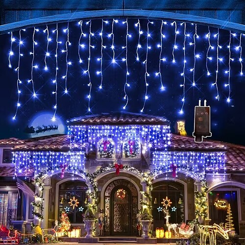LED Eiszapfenlichter 10M 5M hängende Vorhang Feenlichter 216Leds 500Leds flexible Urlaubslichterkette für Innen Außen Party Höhlen Fluren Vorhänge Beleuchtung 2026