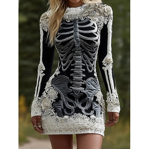  Damskie Sukienka mini Sukienka sweterkowa Urlop Codzienny Boho Codzienny Święto Wyjściowe Szczupła Graficzny Długi rękaw Półgolf Czarny Fioletowy Pomarańczowy Zielony Jesień Zima