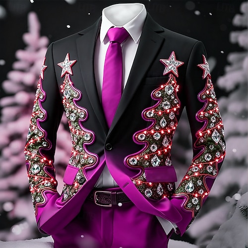  Jul Herr Julgran Kavajjacka Bekväm Artistisk Ledigt Festkvällskläder Dagligen Festival Knappar Mönster Vår Höst Vinter Trubbig Långärmad Röd 1 Rubinrött Blå