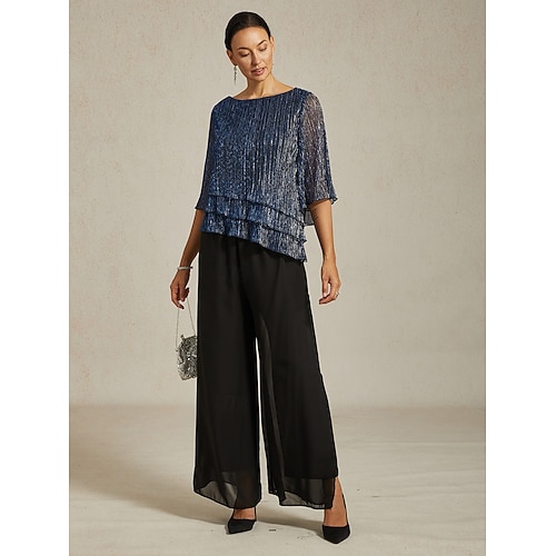 Femmes Chemisier Hauts Élégants Hauts fluides Hauts en mousseline de soie Élégant ancien Occasionnel Manche 3/4 Col ras du cou Col Bateau Travail Quotidien Tenues pour un rendez-vous galant  Femmes Chemisier Hauts Élégants Hauts fluides Hauts en mousseline de soie Élégant ancien Occasionnel Manche 3/4 Col ras du cou Col Bateau Travail Quotidien Tenues pour un rendez-vous galant