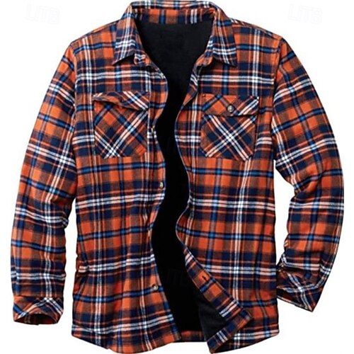 Per uomo Plaid Camicia di flanella Sopracamicia Manica Lunga