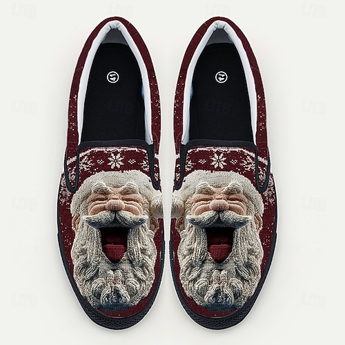  Men's Christmas Santa Face Slip-On Shoes – Festive 3D Santa Design, Comfortable Casual Style, Perfect for Christmas Parties & Holiday Gatherings
