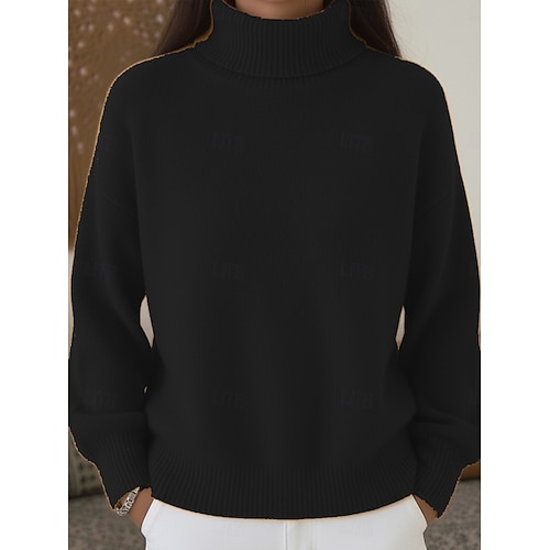  Pentru femei Pulover Zilnic Guler Pe Gât Tricotat Manșon Lung Topuri obișnuite Tricotat Roșu Vin Negru Primăvară Toamnă