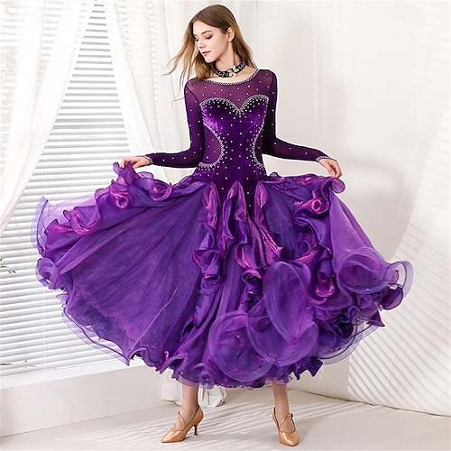 purple tango dress Tango Dress With Lace Covered Draped Back (M) (Dark Violet)