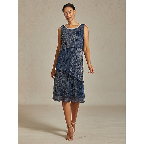 Femmes Robe Midi Robe fourreau Robe Plissée Robe dos nu Élégant Fête Formel Soirée robe demoiselle d honneur Cocktail Coupe régulière Couleur Unie Sans manches Col ras du cou bleu marine Ét  Femmes Robe Midi Robe fourreau Robe Plissée Robe dos nu Élégant Fête Formel Soirée robe demoiselle d honneur Cocktail Coupe régulière Couleur Unie Sans manches Col ras du cou bleu marine Ét