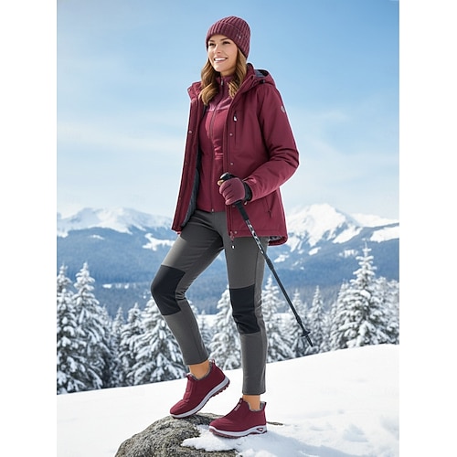  женские бордовые зимние туфли без застежек с отделкой из искусственного меха, уютные ботильоны для холодной погоды, идеально подходят для Рождества, праздничного шопинга и повседневных прогулок