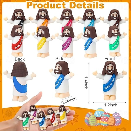  50/100pcs Little Jesus Figures, Mini Jesus Figurines in Bulk, Christmas Stocking Stuffers Gift Multicolor Tiny Jesus Figures, Miniature Figurines to Hide