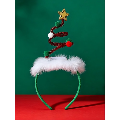 Weihnachtsbaum-Stirnband Mit Glocken & Sternen – Elastisch, Für Damen & Kinder, Festliches Party-Accessoire