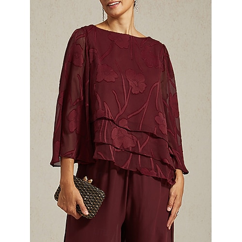 女性用 レースシャツ ブラウス ドレッシーなトップス シフォントップス 純色 フラワー エレガント スタイリッシュ カジュアル ハーフスリーブ フラッタースリーブ ボートネック レギュラートップス 結婚式のゲスト ワーク 日常 アシンメトリーヘム ワイン 夏 春 秋  女性用 レースシャツ ブラウス ドレッシーなトップス シフォントップス 純色 フラワー エレガント スタイリッシュ カジュアル ハーフスリーブ フラッタースリーブ ボートネック レギュラートップス 結婚式のゲスト ワーク 日常 アシンメトリーヘム ワイン 夏 春 秋