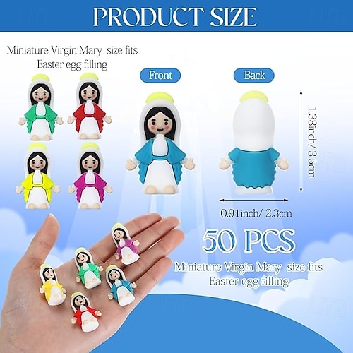  50/100pcs Little Virgin Mary Figures, Mini Virgin Mary Figurines in Bulk, Christmas Stocking Stuffers Gift Multicolor Tiny Virgin Mary Figures, Miniature Figurines to Hide